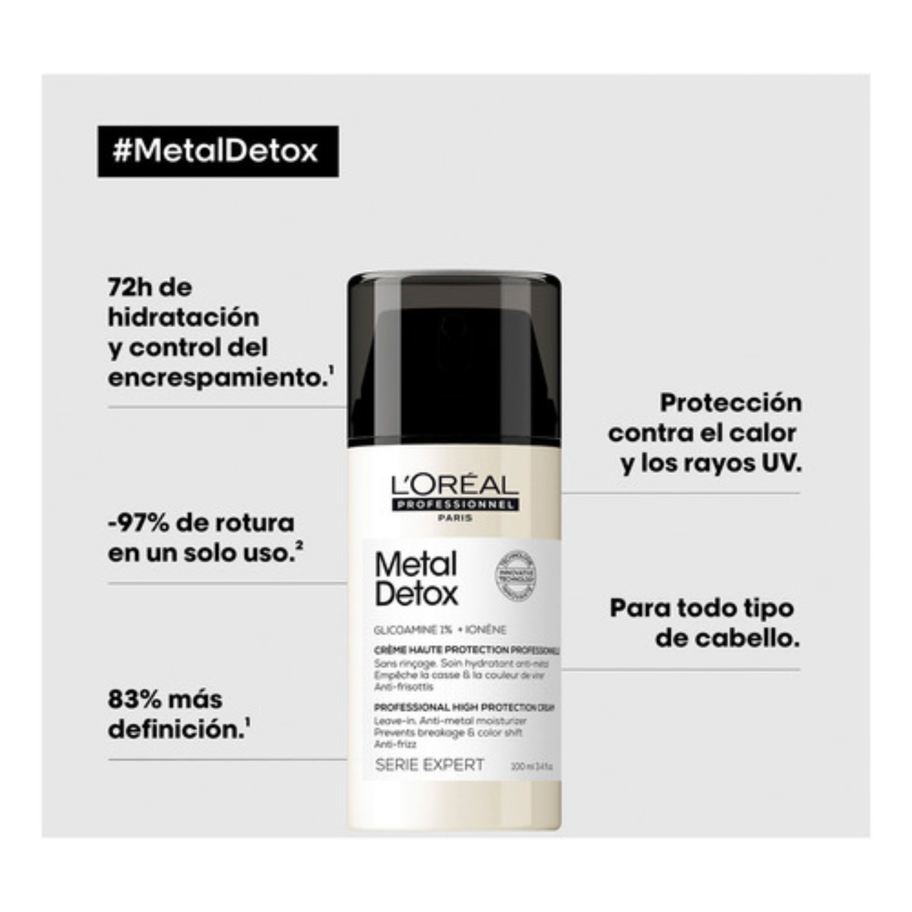 Crema de Peinar Leave-In Metal Detox 100ml L'Oréal Professionnel - Imagen 3